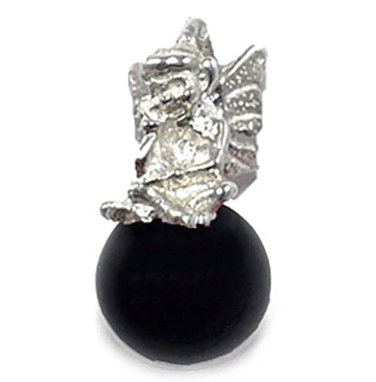Silver Pixie on a Black Onyx Ball