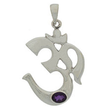 Load image into Gallery viewer, 925 Sterling Silver Om Pendant with an Amethyst

