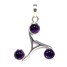 Load image into Gallery viewer, 925 Sterling Silver Triple Spiral Pendant with Amethyst
