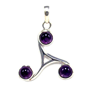 925 Sterling Silver Triple Spiral Pendant with Amethyst