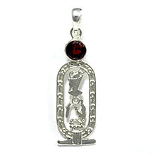 Load image into Gallery viewer, 925 Sterling Silver Egyptian Osiris Crocodile Pendant with Garnet
