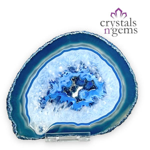 Blue Agate Druzy Crystal Slice