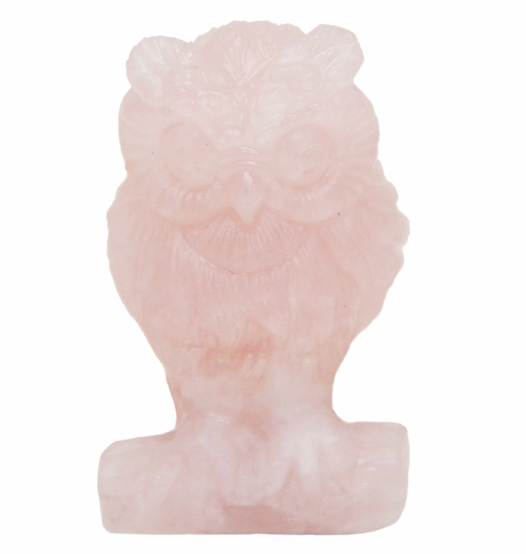 Rose Quartz Carved Owl