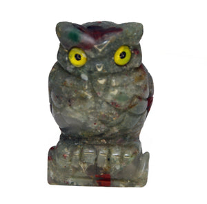 Bloodstone Carved Owl