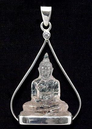 925 Sterling Silver Morganite Buddha Pendant