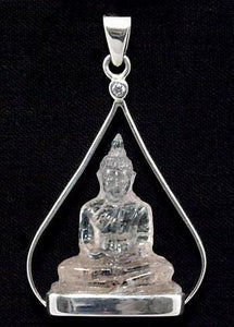 925 Sterling Silver Morganite Buddha Pendant