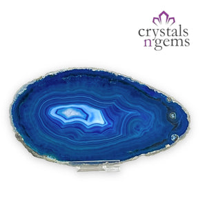 Blue Agate Druzy Crystal Slice