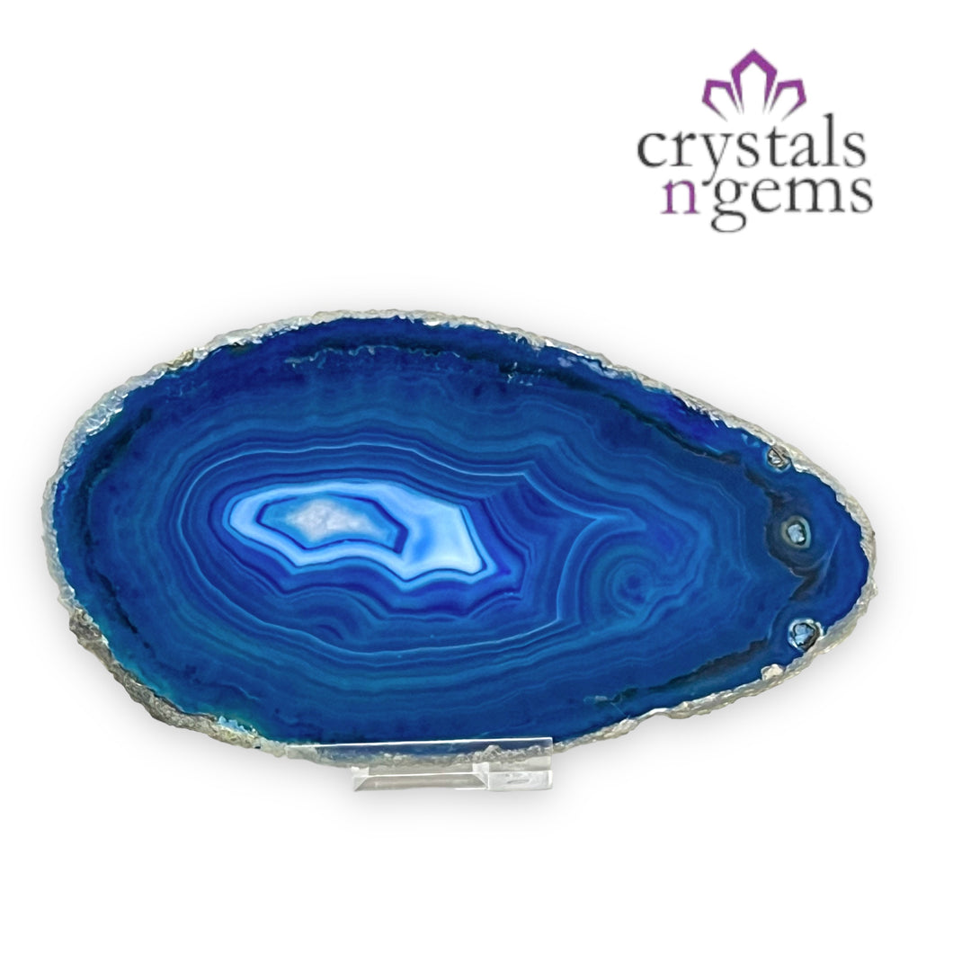 Blue Agate Druzy Crystal Slice