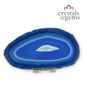 Blue Agate Druzy Crystal Slice
