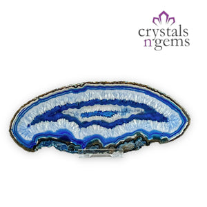 Blue Agate Druzy Crystal Slice