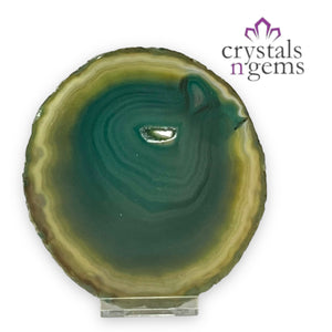 Green Agate Druzy Crystal Slice