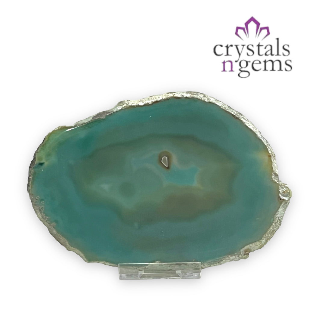 Green Agate Crystal Slice