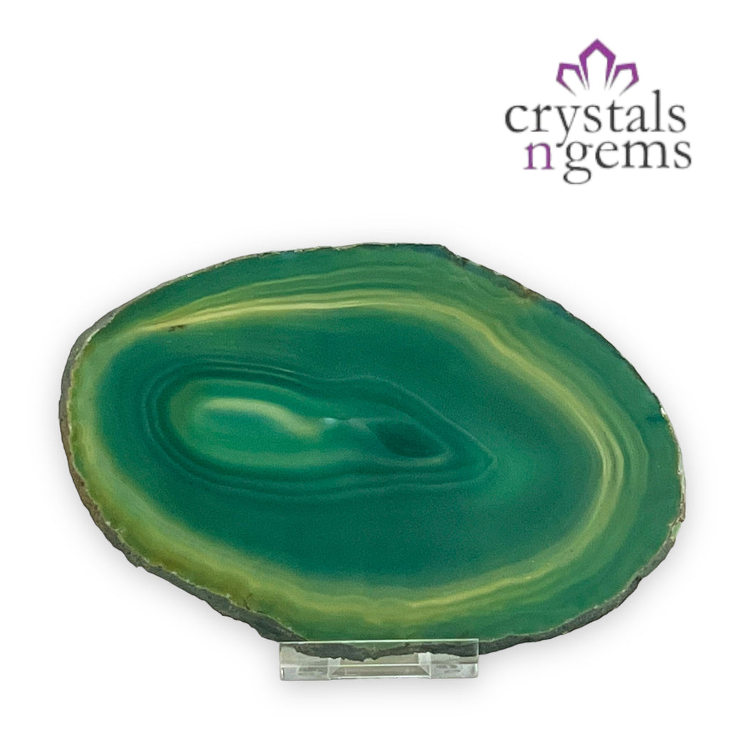 Green Agate Crystal Slice