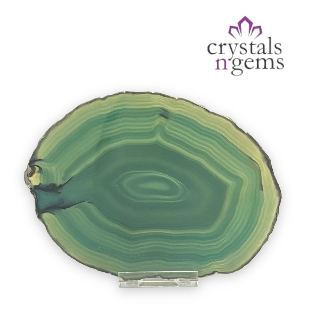 Green Agate Crystal Slice
