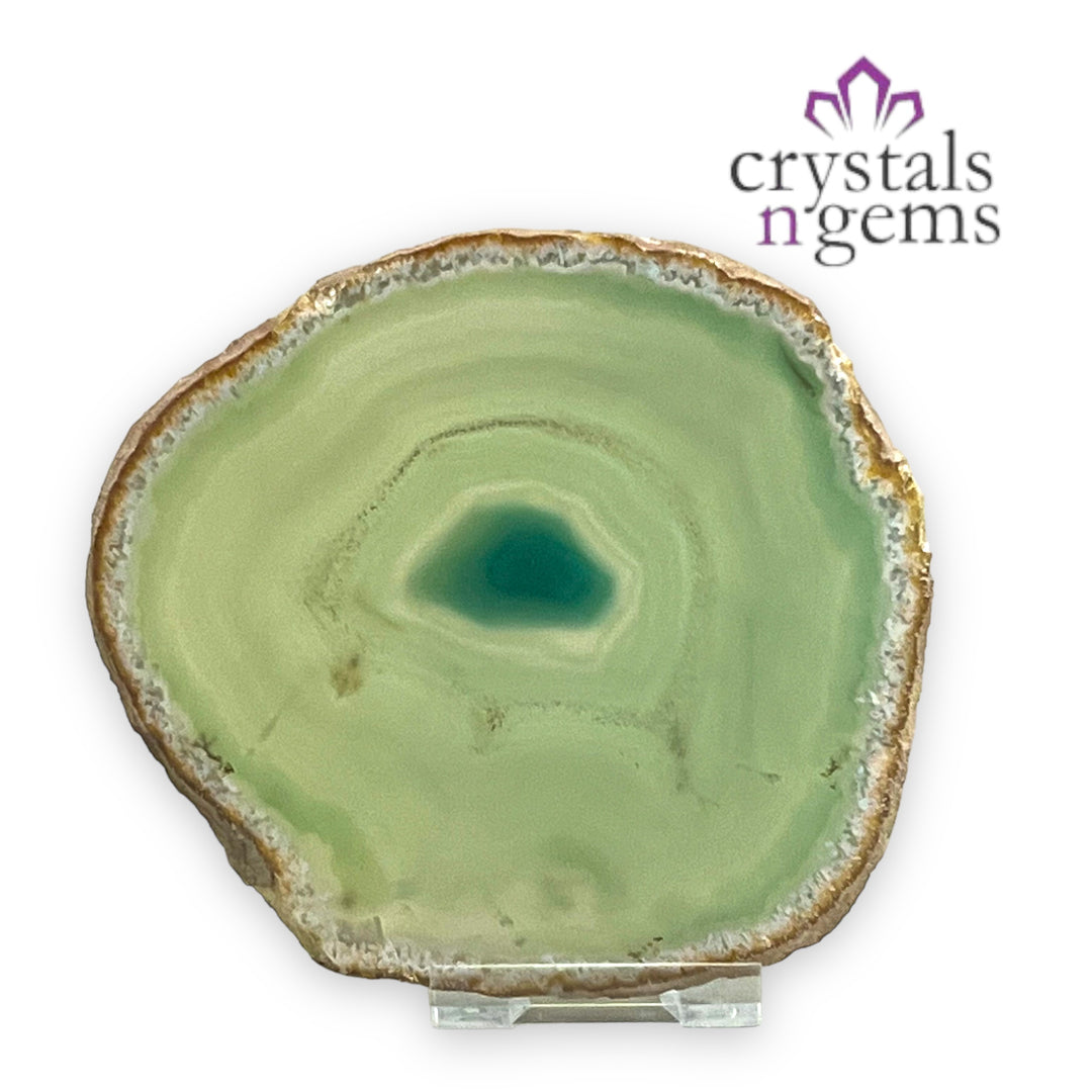 Green Agate Crystal Slice