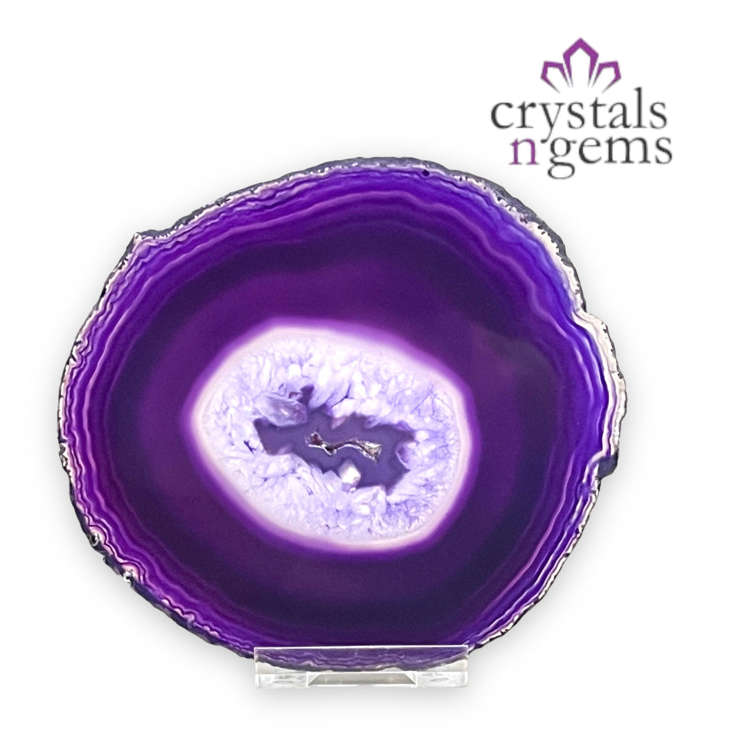 Purple Agate Druzy Crystal Slice