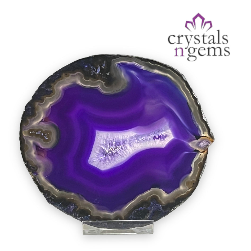 Purple Agate Druzy Crystal Slice