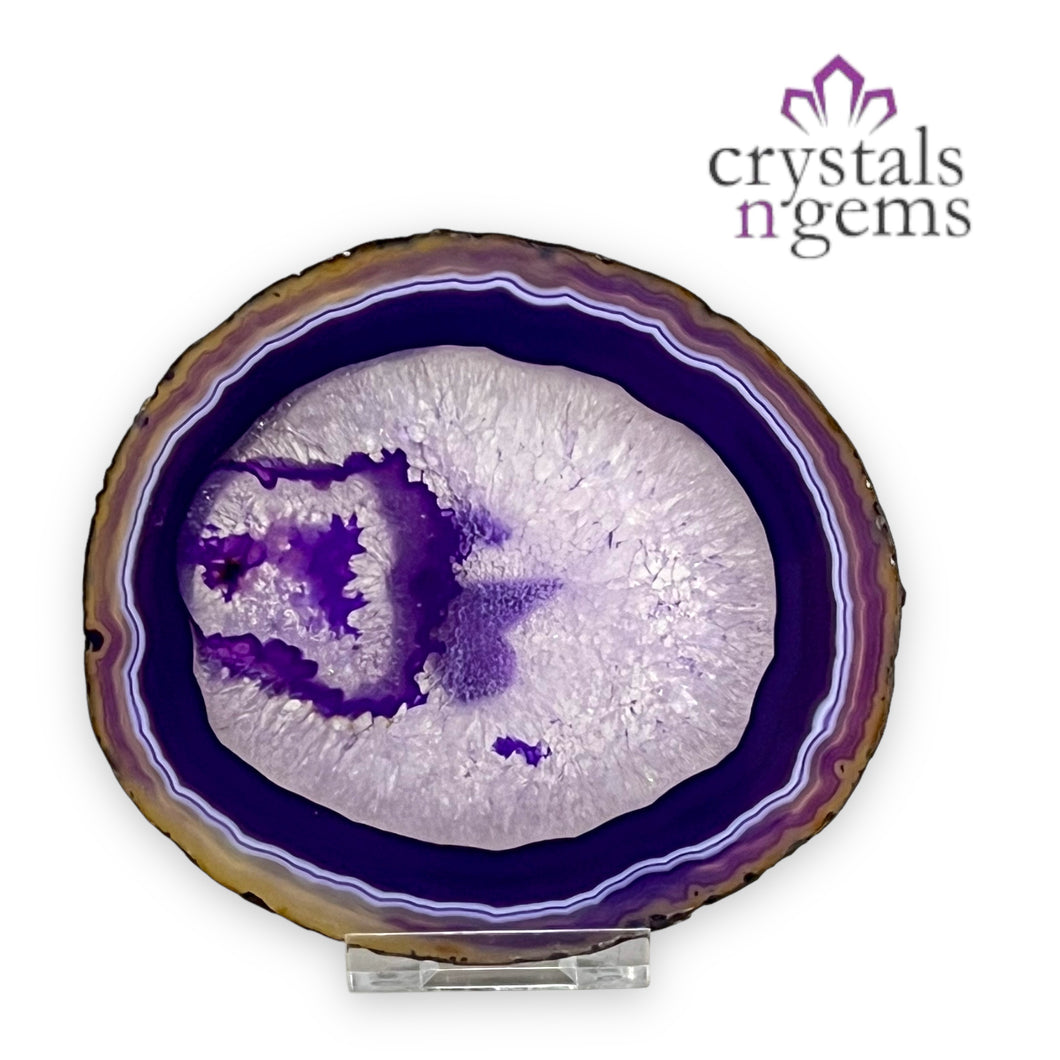 Purple Agate Druzy Crystal Slice