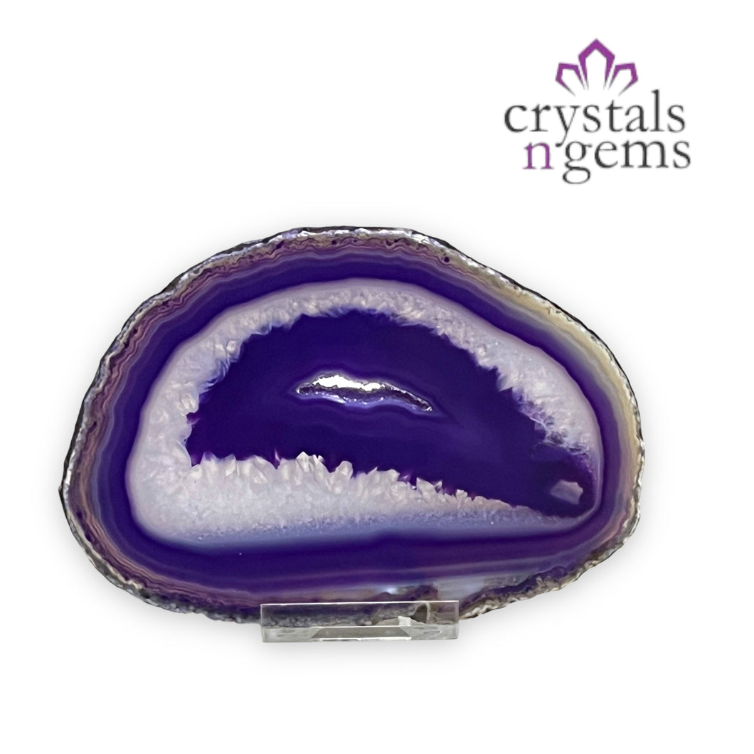Purple Agate Druzy Crystal Slice
