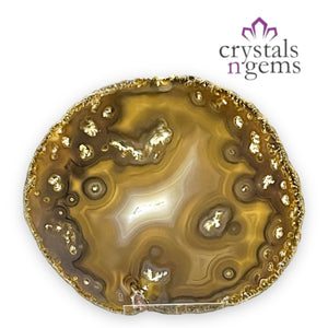 Natural Agate Druzy Crystal Slice