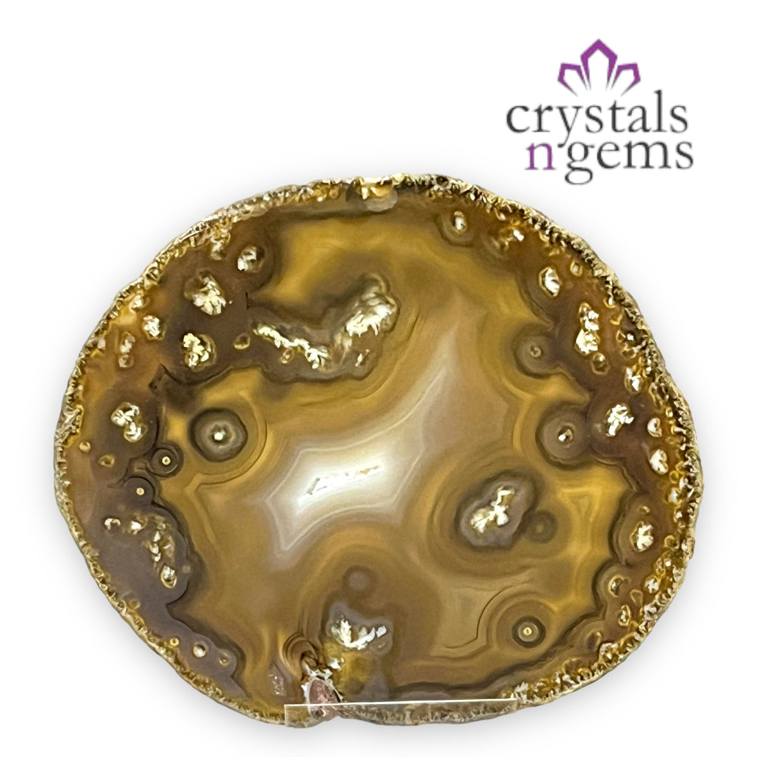 Natural Agate Druzy Crystal Slice